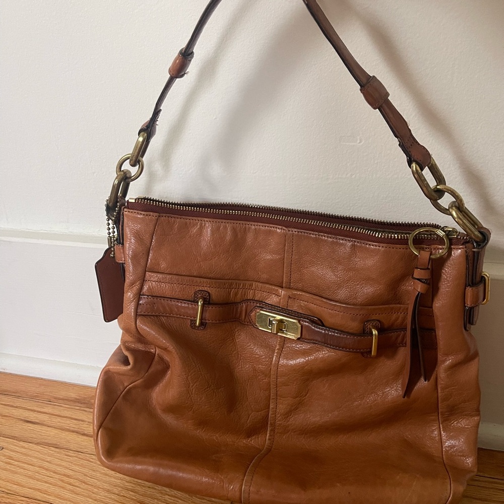 COACH Cognac Leather Shoulder Bag